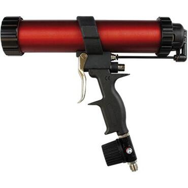 Pneumatic caulking gun for cartridges and tubular bags